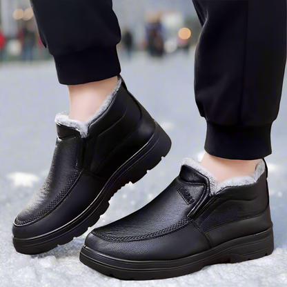 Men Orthopedic Ankle Boots Waterproof Plush Warm Leather Winter