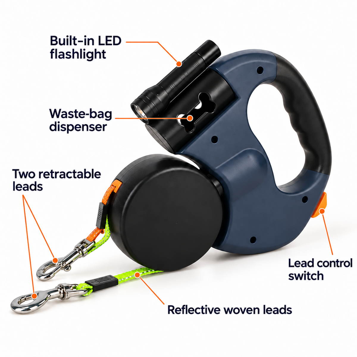 360 Retractable Dog Leash for Two Dogs