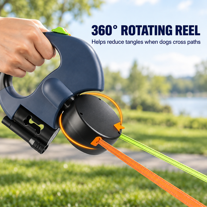 360 Retractable Dog Leash for Two Dogs