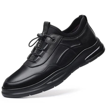 Men’s Leather Dress Sneakers – Breathable Casual Lace-Up Shoes