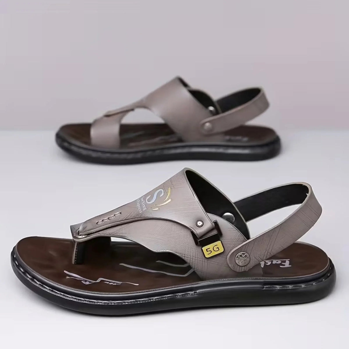Men’s Orthopedic Leather Flip Flops – Non-Slip Comfort Sandals with Adjustable Back Strap