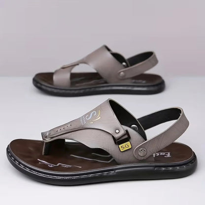 Men’s Orthopedic Leather Flip Flops – Non-Slip Comfort Sandals with Adjustable Back Strap