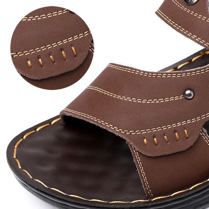 Men's Premium Leather Two-Way Sandals - Orthopedic Walking Shoes