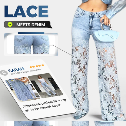 🌸🔥 Lace Spliced Jeans